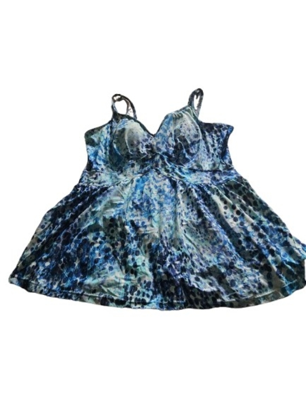 Azul Blue Floral Bathingsuit 24W Underwire Plus Size‎ Tummy Control